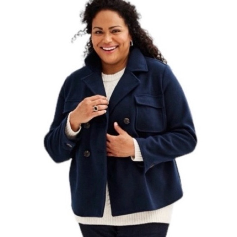 Croft & Barrow navy double breasted cropped jacket 2X - Picture 5 of 16